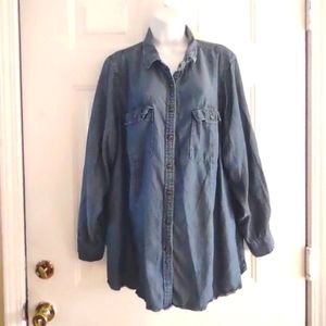 Land's End Denim Long Sleeves Shirt. Size 24 W